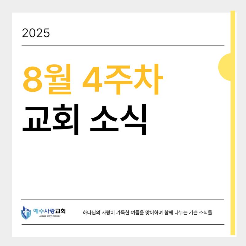 8월 4주차 소식